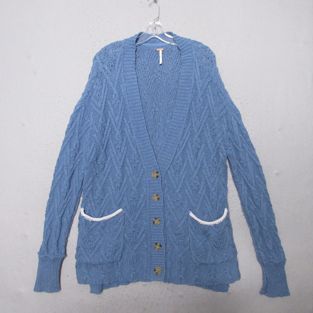 Free People Montana Cardigan Cable Knit Boho Sweater Preppy Oversized Chunky